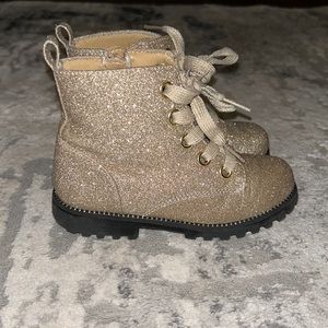 Cynthia Rowley toddler girls gold glitter boots.